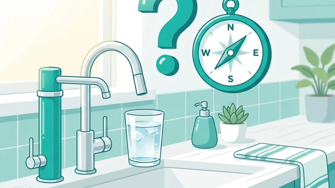Système de filtration par osmose inverse moderne sous un évier dans une cuisine épurée
